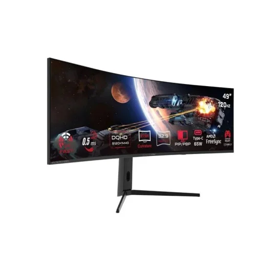 GAMEON Spectra Pro X Series 49" DQHD 120Hz MPRT 0.5ms HDMI 2.1 Fast VA Panel Curved Gaming Monitor 1500R 32:9 (Supports PS5) - Black